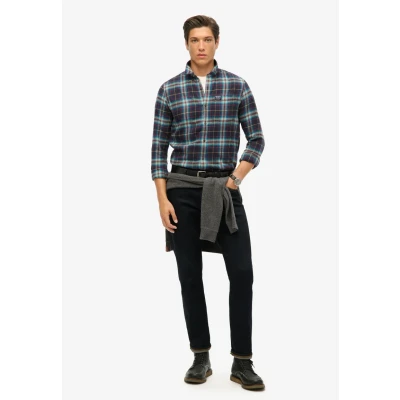 Abbildung von Superdry Organic LONG Sleeve Lumberjack Hemd, Herren, Größe: Large, Drayton check navy