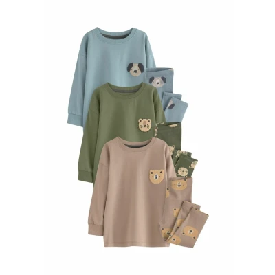 Abbildung von Next 3 PACK Regular FIT Set Nachtwäsche für Kinder, Größe: 80, Blue brown khaki green animal