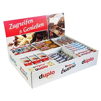 Abbildung von Ferrero Top Brand Box mit 78 Riegeln in 8 Sorten, Kinder Bueno, Country, Riegel, Duplo und Hanuta, 1er Pack (1 x 2kg)
