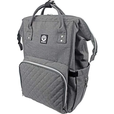 Abbildung von Dooky Diaper Backpack Baby Wickelrucksack Wickeltasche für Neugeborene (inkl. Wickelunterlage, leicht zu befestigen, 7 Fächer, intelligenter Stauraum, Multifunktional), Grau Melange