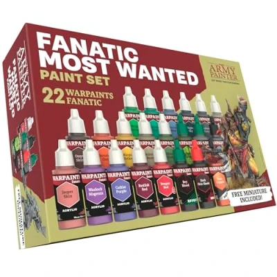 Abbildung von The Army Painter Warpaints Fanatic: Most Wanted Set, 22 x 18 ml Acryl Modellbau farben inkl. Metallics, Effekte, Wash &amp; 1 Tabletop Figuren Miniatur für Wargames Warhammer