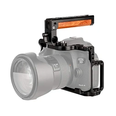 Abbildung von NICEYRIG Kamera Cage für Canon EOS 5D Mark IV III II DSLR 5Ds 5D4 5d3 5d2 Käfig Holzgriff mit Griff