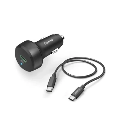 Abbildung von Hama Auto Schnellladegerät mit Ladekabel USB C, PD/QC, 25W, 1 m, Schwarz KFZ Adapter 150 cm