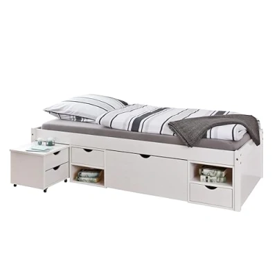 Abbildung von Inter Link Funktionsbett Till 90x200, aus massivem Holz, mit Rollrost, Nachtkommode, 4 Farben