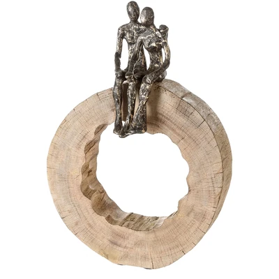 Abbildung von Casablanca by Gilde Dekofigur &quot;Skulptur Together&quot;, Dekoobjekt, Höhe 39 cm, aus Metall und Holz Baumscheibe, Wohnzimmer