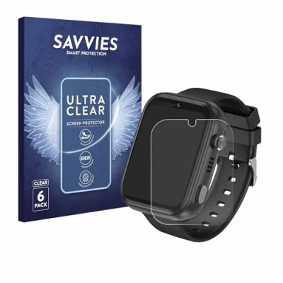 Abbildung von Savvies 6 Stück Schutzfolie für Okyuk 4G Kids Smartwatch Displayschutz Folie Ultra Transparent