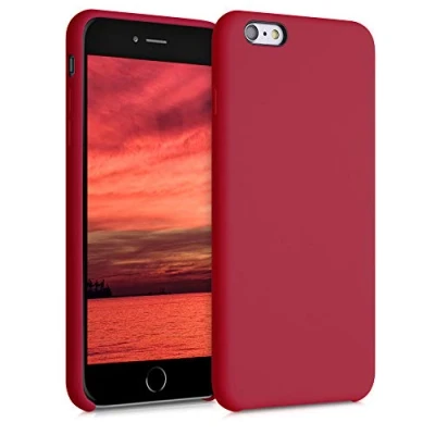 Abbildung von kwmobile Hülle kompatibel mit Apple iPhone 6 Plus / 6S Silikon Handy Case Handyhülle weiche Oberfläche kabelloses Laden Klassisch Rot
