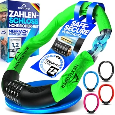 Abbildung von NEXTCOVER® Fahrradschloss mit Zahlencode Das Original [SAFESECURE] hohe Sicherheit I Schloss 5 stelliger Zahlencode, Zahlenschloss Fahrrad Stahl Bike Lock perfekt für E Kettenschloss