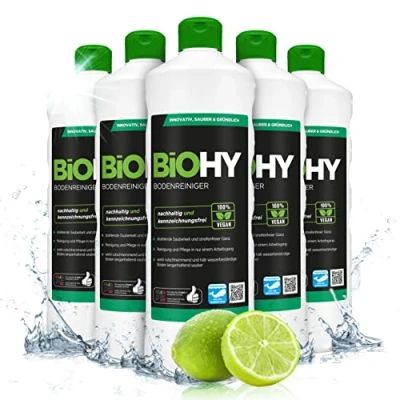 Abbildung von BiOHY Bodenreiniger (6 x 1 Liter) Konzentrat für alle Reinigungsgeräte und Hartböden angenehmer Geruch streifenfreie Reinigung ideal Laminat, PVC &amp; Stein Bio