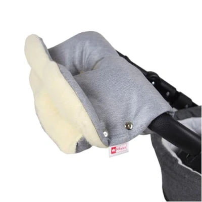 Abbildung von BABYLUX Kinderwagen Handwärmer Handmuff Buggy Handschuh Lammwolle, 18. Jeans Grau hell 53