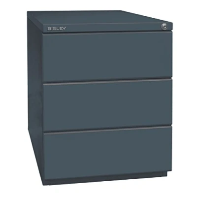 Abbildung von BISLEY Rollcontainer OBA mit 25 mm Top, 3 Universalschubladen, Metall, 634 Anthrazitgrau, 56.5 x 42 51.9 cm