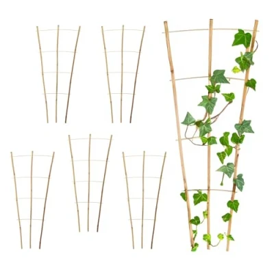 Abbildung von Bambus Rankgitter 75 x 35 cm Natur 6er Set Holz Kletterhilfe konisch für Rankpflanzen Garten Pflanzenstütze Rankhilfe Tomaten Gurken Pflanzen Rankleiter Klettergitter Gartenspalier