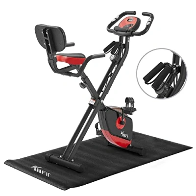 Abbildung von KM Fit Heimtrainer Fahrrad Fitness, Cardio&amp;Krafttraining, zusammenklappbar, bis 100 kg (Set, 4 tlg)
