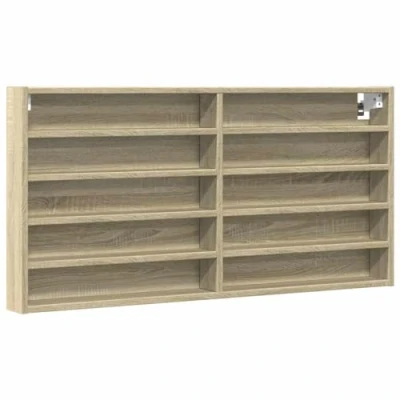 Abbildung von vidaXL Vitrinenschrank, Sammlervitrine 10 Ablagen, Hängevitrine Wandregal für Wohnzimmer, Glasvitrine Wandvitrine Hängeregal, Sonoma Eiche Holzwerkstoff