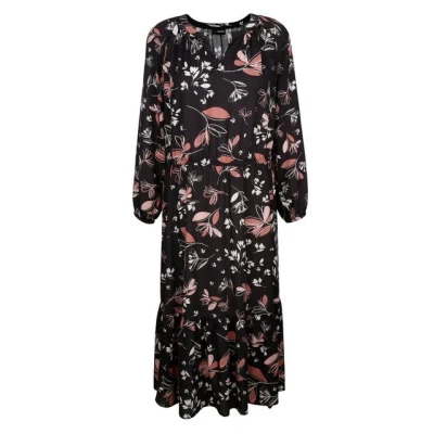 Abbildung von MIAMODA Jerseykleid Maxikleid floraler Druck Langarm Saumvolant
