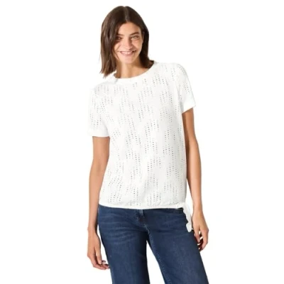 Abbildung von Cecil Struktur MIT Lochmuster Tshirt basic, Damen, Größe: Large, Weiß