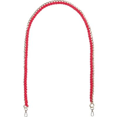 Abbildung von styleBREAKER Taschen Schulterriemen mit eingeflochtener Kette, Wechsel Taschengurt, Handyband, Handykette, Karabiner 02013038, Farbe:Rot