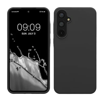 Abbildung von kwmobile Hülle kompatibel mit Samsung Galaxy A55 5G Silikon Handy Case Handyhülle weiche Oberfläche kabelloses Laden Dunkelgrau