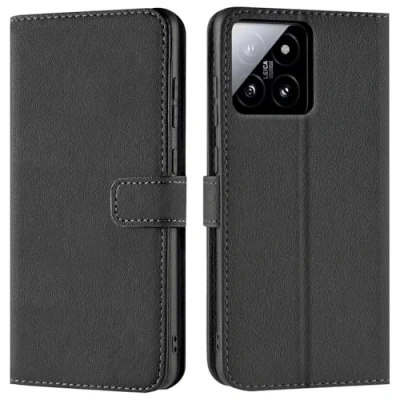 Abbildung von Verco Handyhülle für Xiaomi 14 Hülle, Bookcase Tasche Flipcover 5G Case [Kartenfächer/Aufstellfunktion], Schwarz