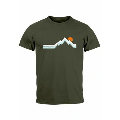 Abbildung von Neverless BERG Wandern Natur Outdoor MIT Fashion Streetstyle Tshirt print, Herren, Größe: Large, Army