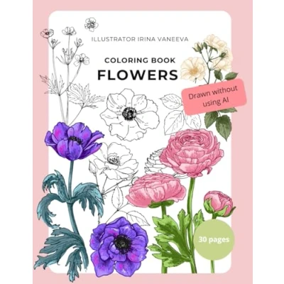 Abbildung von Flowers. Coloring book: Calming drawings for adults and children