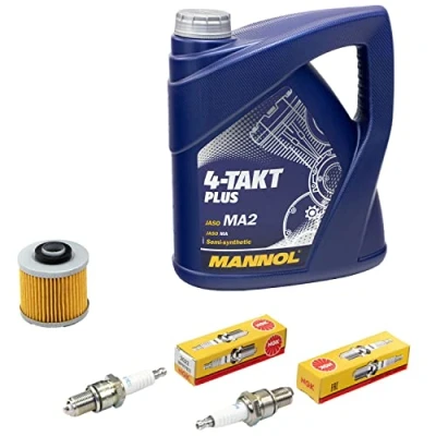 Abbildung von Wartungspaket Öl 4L + Ölfilter Zündkerzen für Yamaha XVS 1100 XVS1100 Drag star VP05 VP16 Baujahr 1999 2007