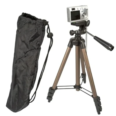 Abbildung von TronicXL Tripod Universal Kamera Stativ 105cm + Tasche kompakt Wasserwaage zb kompatibel für Canon Fuji Nikon Samsung Rollei Sony Canyon Videostativ Photostativ