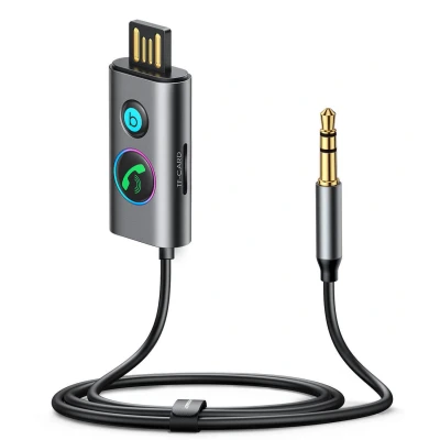Abbildung von JOYROOM Kabelloser Autoempfänger Bluetooth Technologie Grau 100 cm mit LED Audio Adapter