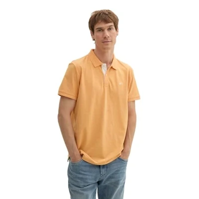 Abbildung von TOM Tailor Basic WITH Contrast Poloshirt, Herren, Größe: Large, Pepper orange white melange