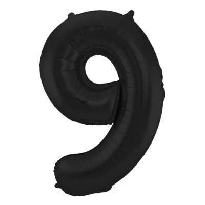 Abbildung von Folie Ballon Nummer 9 Matt Black Metallic 86 cm