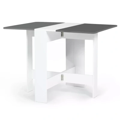 Abbildung von IDMarket Konsolentisch, faltbar, EDI, 2 4 Personen, Holz, weiß, Platte grau, 103 x 76 cm