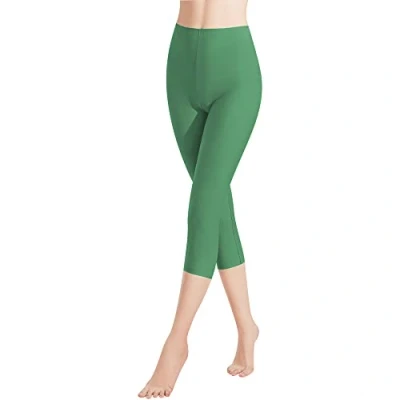 Abbildung von Libella 1er Pack Damen Leggings 3/4 Hose aus Baumwolle Capri mit Hohe Taille bunt Slim Fit Fitnesshose Mehrfarbig 4161 Grün L