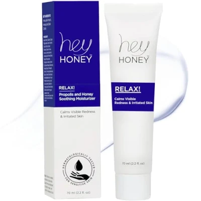 Abbildung von Hey Honey Skincare Relax, schnelle Wirkung bei Rosacea Behandlung &amp; Rötungen Dermatologisch getesteter Moisturizer für empfindliche Haut, ölfrei, mit Honig Propolis 60 g
