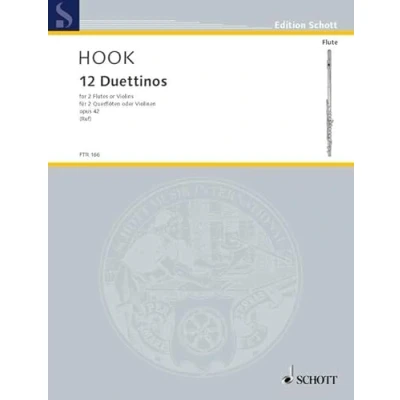Abbildung von 12 Duettinos: op. 42. 2 Flöten (Violinen). Spielpartitur.: flutes (violins). Partition d&#039;exécution. (Edition Schott)