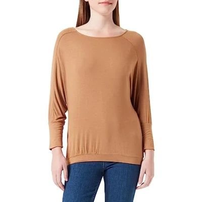 Abbildung von s.Oliver Shirt AUS Stretch Langarmshirt, Damen, Größe: 40, Sandstein