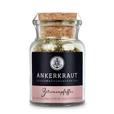 Abbildung von Ankerkraut Zitronenpfeffer, 85g im Korkenglas, Pfeffer Mischung Zitrus Frische Kick, Einfach Kochen mit Geschmack &amp; Aroma