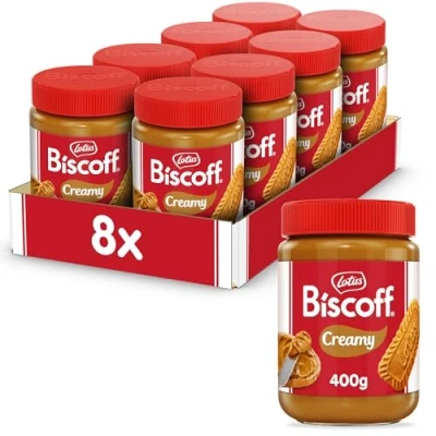 Abbildung von Lotus Biscoff Brotaufstrich [8x] 400g Classic Creme Karamellgeschmack vegan ohne Zusatz von Aromen und Farbstoffen