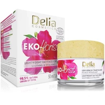 Abbildung von Delia Cosmetics EKOflorist Beruhigende vitalisierende Tagescreme Leichte Formel Vegane Naturkosmetik mit Sheabutter, Arganöl und Hibiskus Extrakt Hydratisierte, genährte Haut 50ml