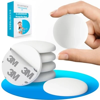 Abbildung von SilverRack® Türstopper Wand selbstklebend Weiß [6 Stück] Wandpuffer als perfekter Schutz für und Tür Türpuffer Wandschutz Türklinken gegen Türanschlag