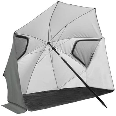 Abbildung von VirtuFit Premium Strandsonnenschirm Windschutz 225cm Grau Strandparasol
