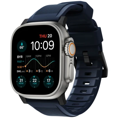 Abbildung von Nomad Apple Watch Armband Synthesekautschuk Blau Geeignet für Series 1 9 / SE Ultra (2) 42/44/45/49 mm Schwarz/Blau
