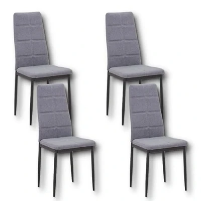 Abbildung von HOOZ 4er Set Esszimmerstühle mit Rückenlehne, Polyester Küchenstuhl Metallbeinen, Polsterstuhl Wohnzimmerstuhl Sessel für Esszimmer Schlafzimmer und Konferenzraum (Grau)