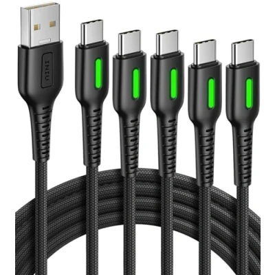 Abbildung von INIU USB C Kabel, Ladekabel 5 Stück (1+1+1.8+1.8+3m) QC 3.1A Typ Schnellladekabel, Nylon Geflochtenes Handy Schnellladung für iPhone 16 15 Pro Samsung S22 S10 Huawei Google Piexl Xiaomi.