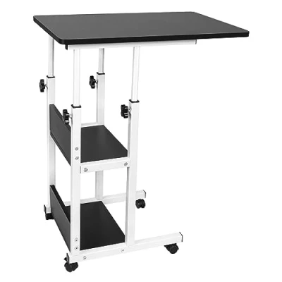 Abbildung von Beistelltisch mit Rollen,Pflegetisch höhenverstellbar,Computertisch Laptoptisch PC Tisch Rollen für Büro,Betttisch Pflegebett,Schrebitisch (Schwarz (43.43.63/70/76 cm))