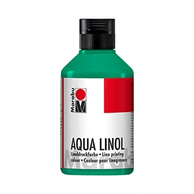 Abbildung von Marabu 15100013097 Linoldruckfarbe auf Wasserbasis, wischfest, Blaugrün, 250 ml, für alle Hochdrucktechniken in der Schule, Freizeit und Grafik