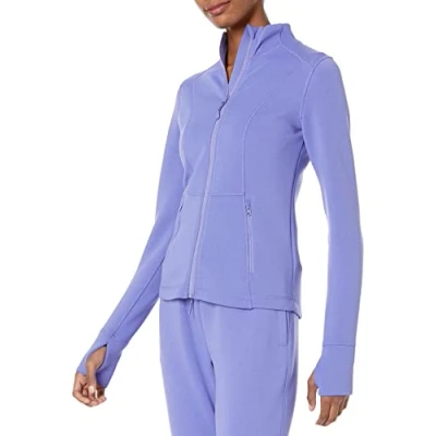 Abbildung von Amazon Essentials Damen Active Sweat Jacke mit durchgehendem Reißverschluss, Purpur, XL