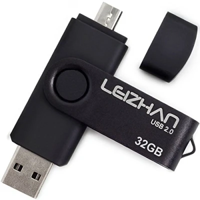 Abbildung von leizhan 32GB Micro USB 2.0 Stick Speicherstick Dual Flash Laufwerk mit Anschluss für Android Smartphone Tablets &amp; Computer (32GB,Schwarz)
