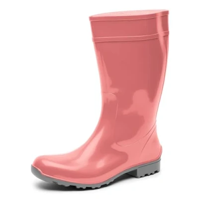 Abbildung von Ladeheid Damen Gummistiefel 100% Wasserdticht Regenstiefel LA 967 (Altrosa/Grau, 36 EU)