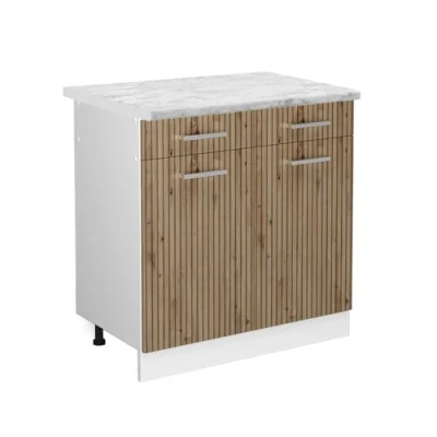 Abbildung von Vicco Küchenunterschrank R Line, Artisan Eiche/Weiß, 80 cm, AP Marmor