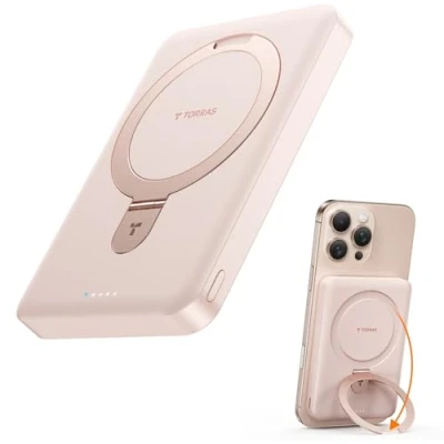 Abbildung von TORRAS Powerbank für MagSafe,10000mAh einklappbare magnetische kabellose Power Bank mit USB C Schnell Aufladende,Nur kompatibel iPhone 16 Pro Max 15 14 13 12